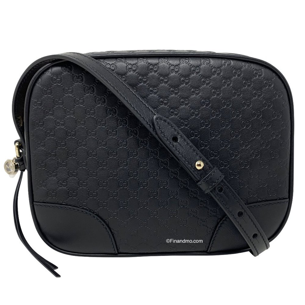 Gucci Black Micro GG Guccissima Bree Crossbody Bag